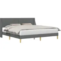 vidaXL Cadre de lit avec tête de lit gris foncé 180 x 200 cm Tissu