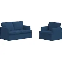 vidaXL Ensemble de canapés , 2 pièces, bleu, 144 x 80 x 85 cm, tissu