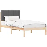 vidaXL Cadre de lit avec tête de lit rembourrée gris foncé 90 x 190 cm