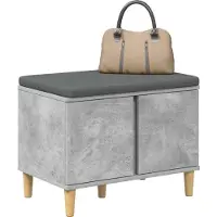 vidaXL Banc d'entrée avec coussin Gris béton 60 x 38 x 46 cm