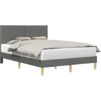 vidaXL Cadre de lit avec tête de lit gris foncé 120 x 200 cm Tissu