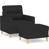 vidaXL Fauteuil avec pouf Noir 60 cm Tissu