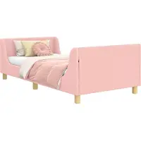 vidaXL Cadre de lit d'enfant avec tête de lit rose 90 x 190 cm Bouclé