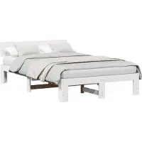vidaXL Cadre de lit avec tête de lit blanc 135 x 190 cm Pin massif