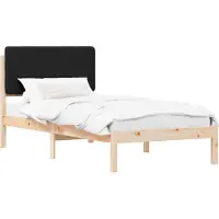 vidaXL Cadre de lit avec tête de lit rembourrée noir 90 x 190 cm
