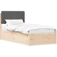 vidaXL Cadre de lit avec tête de lit rembourrée gris foncé 75 x 190 cm
