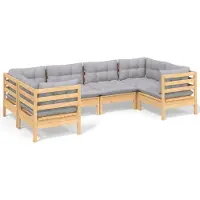vidaXL Ensemble de salon de jardin 6 pièces avec coussins gris en pin