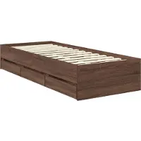 vidaXL Cadre de lit brun imitation chêne 75 x 190 cm Matériau dérivé du bois