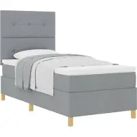 vidaXL Lit boxspring avec tête de lit gris clair 80 x 200 cm Tissu