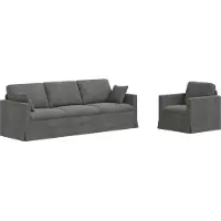 vidaXL Canapé 2 pcs Gris foncé 228 x 78 x 80 cm Velours