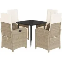 vidaXL Salon de jardin 5 pièces avec coussins Beige Poly Rattan
