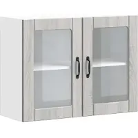 vidaXL Armoire de cuisine suspendue avec porte vitrée Lucca Gris Sonoma Matériau dérivé du bois