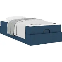 vidaXL : Lit avec matelas, 2 pièces, bleu, tissu