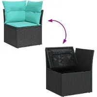 vidaXL Ensemble de jardin canapé 8 pièces avec coussins noir poly rotin