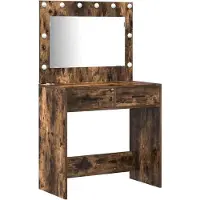 vidaXL Table de maquillage, 2 pièces, marron, 78,5 x 41 x 135 cm, panneaux de particules