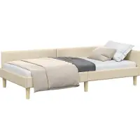 vidaXL Cadre de lit d'angle crème 90 x 200 cm Tissu