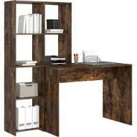 vidaXL Bureau , finition chêne fumé, 138,5 x 55 x 143 cm, panneaux de particules