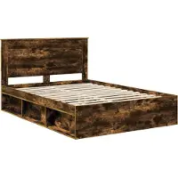 vidaXL Cadre de lit Chêne fumé 140 x 200 cm Pin massif