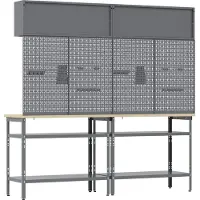vidaXL Ensemble d'établi 8 pièces Noir et gris Acier thermolaqué