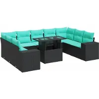 vidaXL Ensemble de 10 canapés de jardin avec coussins noir poly rotin