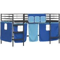vidaXL Lits superposés pour enfants avec rideaux, noir et bleu uni