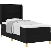vidaXL Lit boxspring avec tête de lit noir 90 x 190 cm Tissu