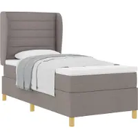 vidaXL Lit boxspring avec tête de lit, couleur taupe, 190 x 90 cm, tissu