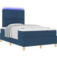 vidaXL Lit avec sommier à ressorts et tête de lit LED, bleu, 120 x 190 cm, revêtement en tissu