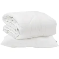 vidaXL Couverture de lit toute saison avec 2 coussins, blanche, en microfibre