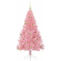 vidaXL Arbre de Noël artificiel pré-éclairé rose 150 cm PVC