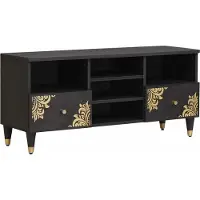 vidaXL Meuble TV avec étagère Noir 100 x 33 x 46 cm Bois massif Mango