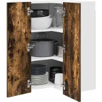 vidaXL Armoire suspendue Riga Chêne fumé et Blanc 57 x 57 x 80 cm