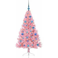 vidaXL Sapin de Noël artificiel pré-éclairé Rose 150 cm PVC