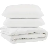 vidaXL Couette avec oreiller 3 pcs blanc microfibre