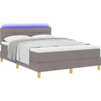 vidaXL Lit boxspring LED avec tête de lit, taupe, 140 x 190 cm, tissu