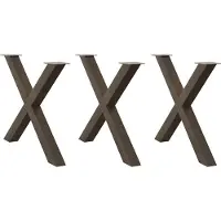 vidaXL Pieds de table de salle à manger en X 3 pcs. Acier naturel 90x(72-73) cm Acier