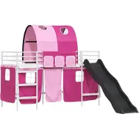vidaXL Lits superposés pour enfants , blanc et rose, 100 x 190 cm, en métal