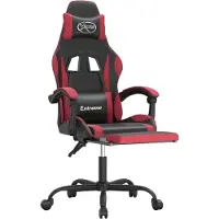 vidaXL Chaise de jeu avec repose-pieds noir et bordeaux similicuir
