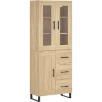 vidaXL Highboard chêne Sonoma 69,5x34x180 cm Matériau dérivé du bois