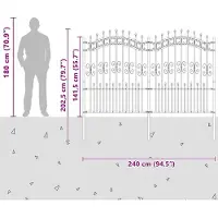 vidaXL Clôture de jardin grise 240 x 202,5 cm en acier thermolaqué