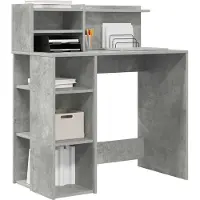 vidaXL Bureau , béton gris, panneaux de particules, 90 x 48 x 101,5 cm
