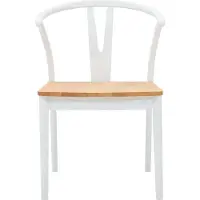 vidaXL - 2 chaises de salle à manger, en bois d'hévéa massif, blanches et naturelles