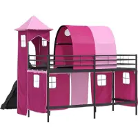 vidaXL Lits superposés pour enfants , noir uni et rose, 100 x 190 cm, métal