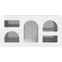 vidaXL Meuble TV ELST, 80 x 35 x 40 cm, blanc brillant, panneaux de particules