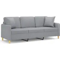 vidaXL Canapé 3 places avec oreillers gris clair 180 cm tissu