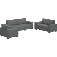 vidaXL Ensemble de canapés 3 pièces avec coussins Tissu gris foncé