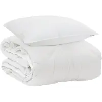 vidaXL Couverture de lit toute saison avec 2 coussins, blanche, en microfibre