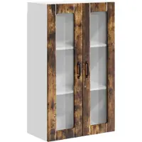 vidaXL Armoire murale en verre LUCCA, chêne fumé, 60 x 31 x 100 cm