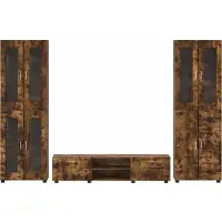 vidaXL Ensemble de meubles TV FLORIN, 3 pièces, en bois composite imitation chêne fumé