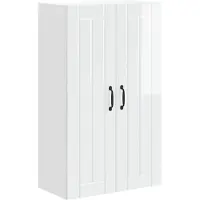 vidaXL Armoire murale LUCCA, blanc brillant, 60 x 31 x 100 cm, aggloméré